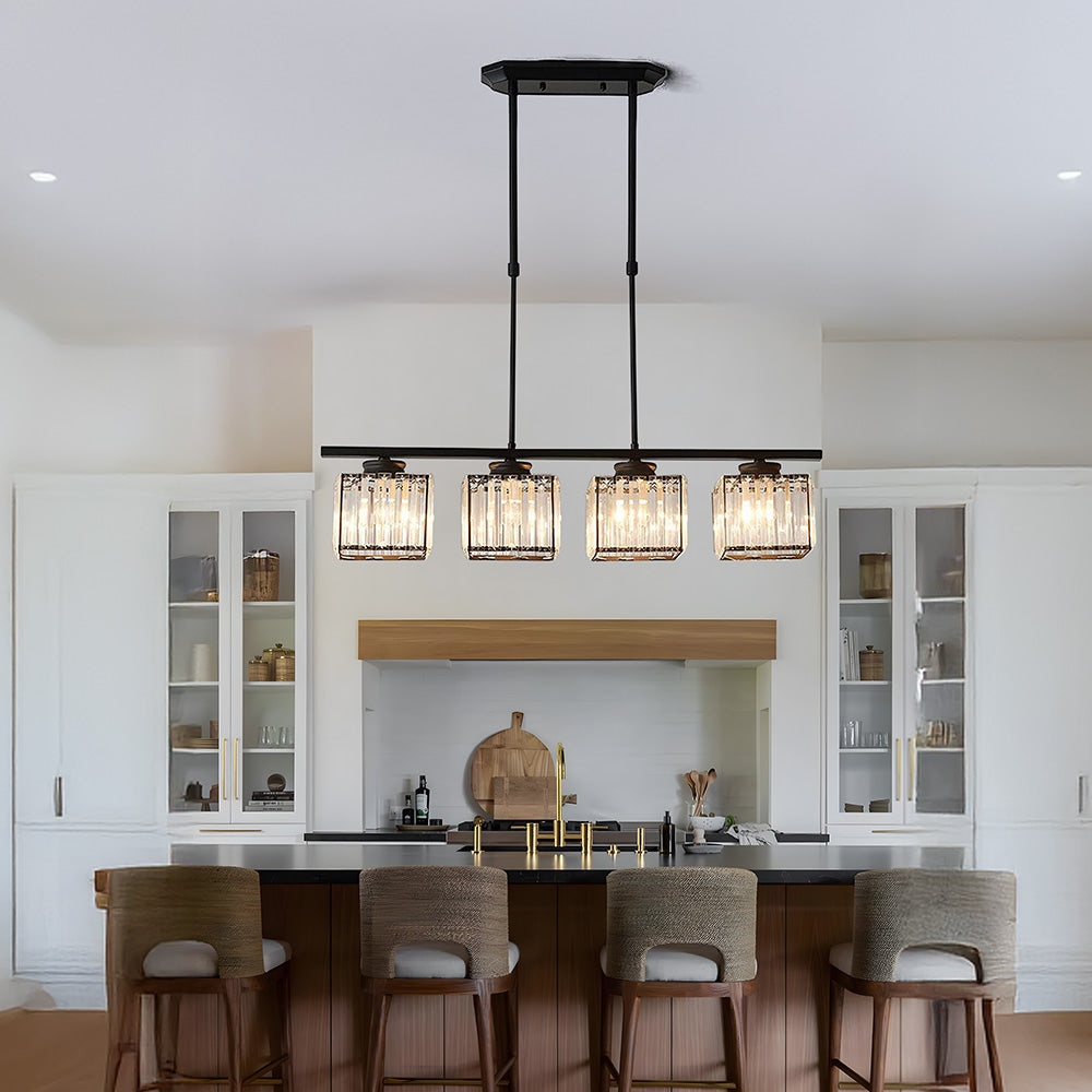 Linear Chandelier Light Fixture – Modern Glass Island Light