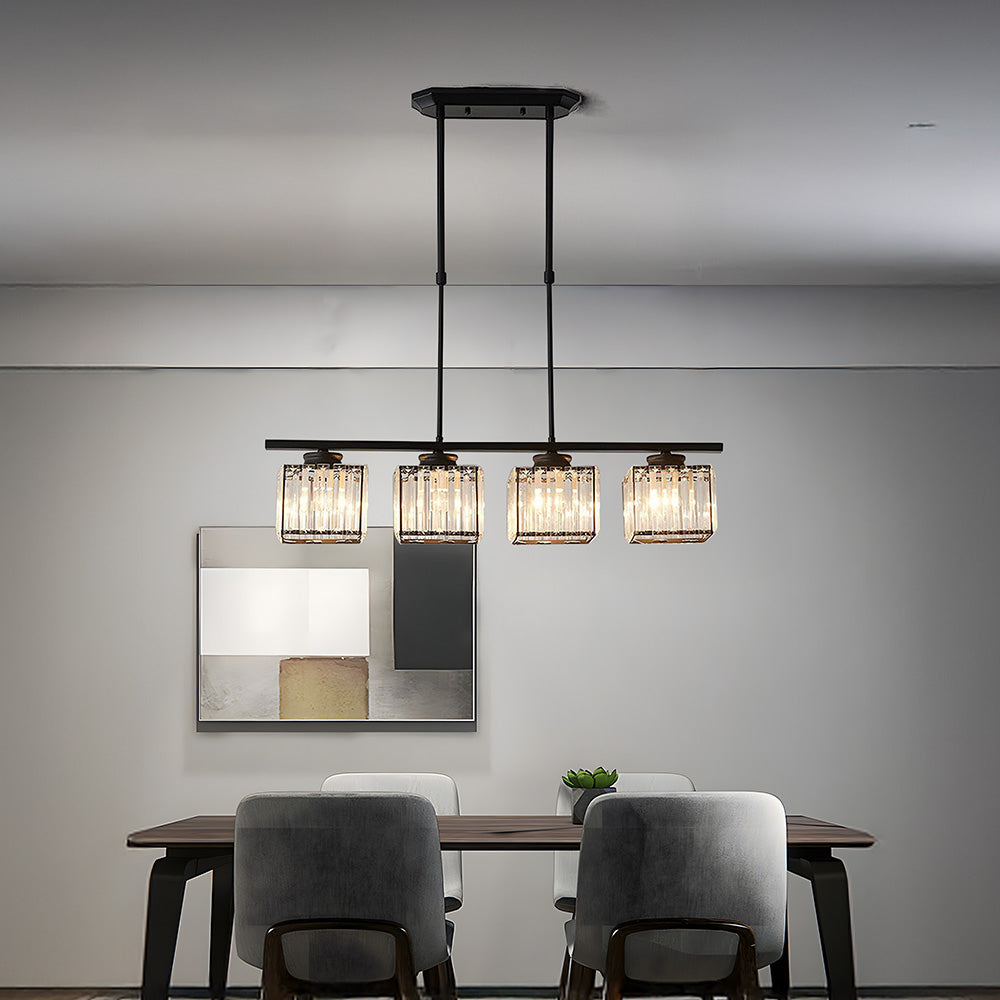 Linear Chandelier Light Fixture – Modern Glass Island Light
