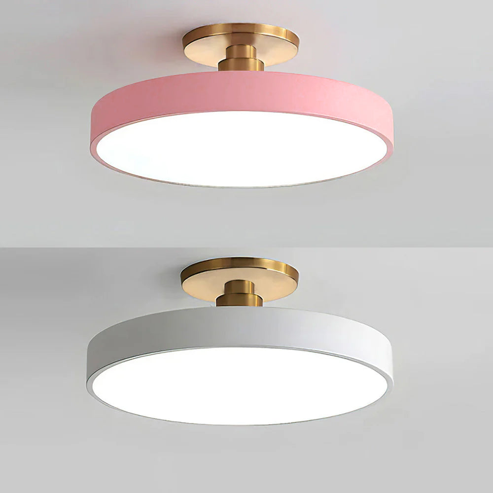 Modern LED Semi-Flush Mount Ceiling Light Fixture – Black Round Ceiling Light