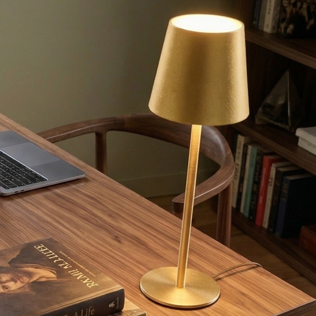 Gold Metal Table Lamp – Modern Accent Desk Lamp