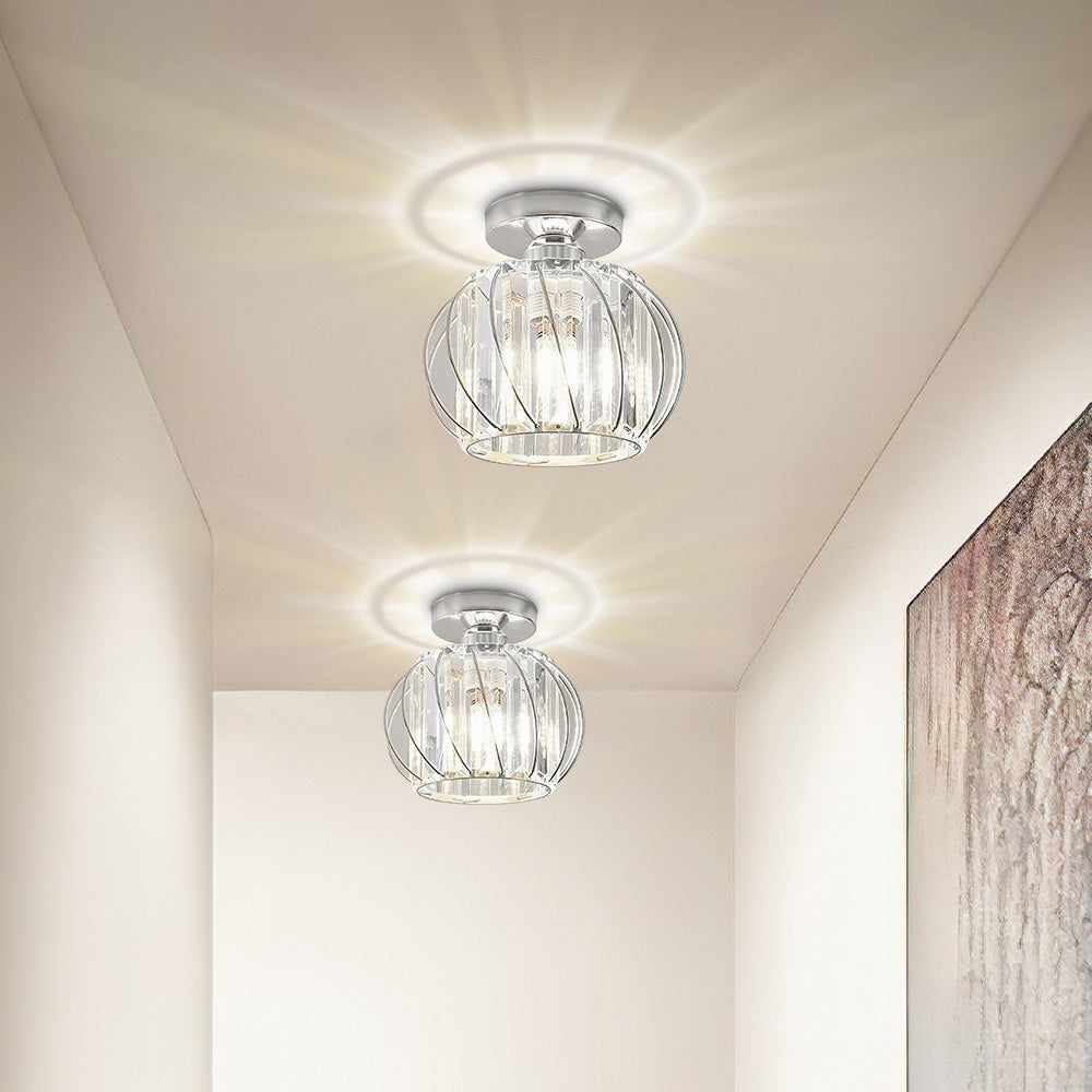 Semi-Flush Mount Ceiling Light Fixture – Modern Black Glass Ceiling Light