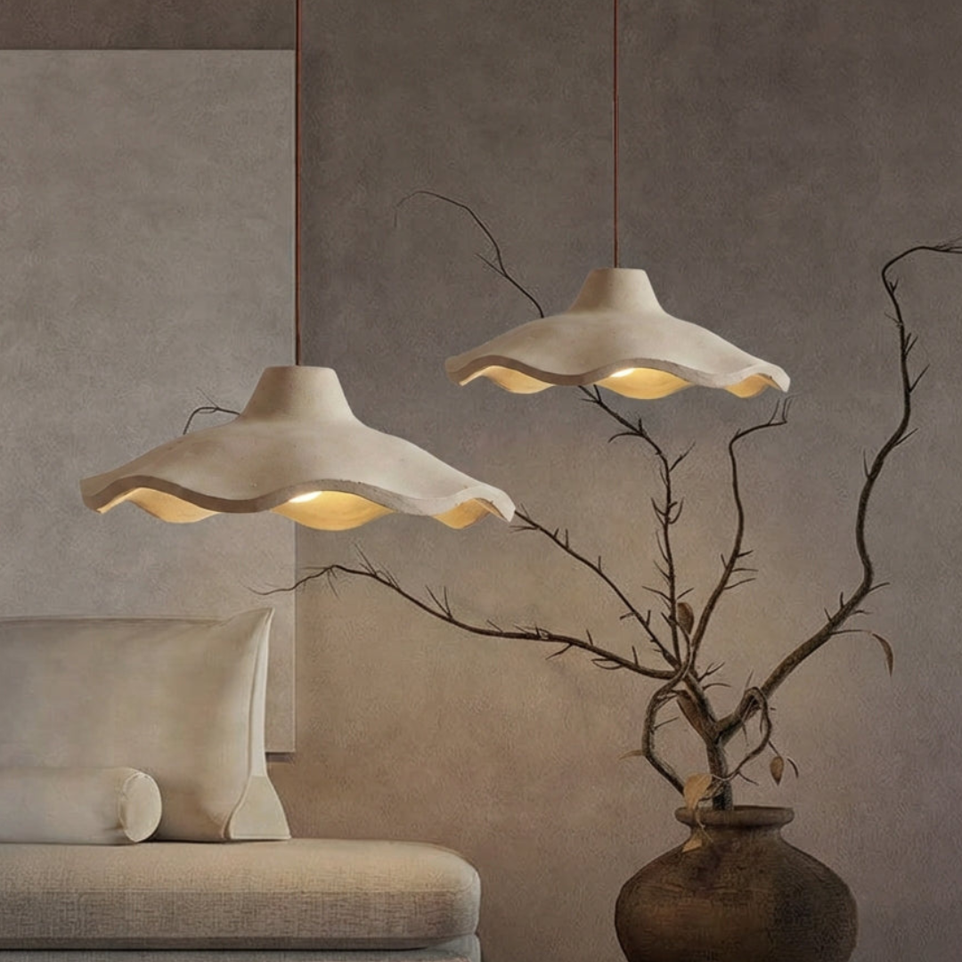 Japanese Pendant Light Fixture – Vintage Cement Flower Hanging Ceiling Light