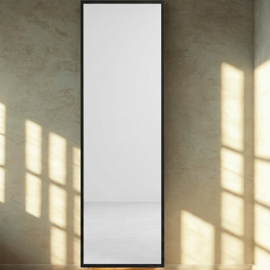 Black Full-Length Wall Mirror – Slim Rectangular Dressing Mirror