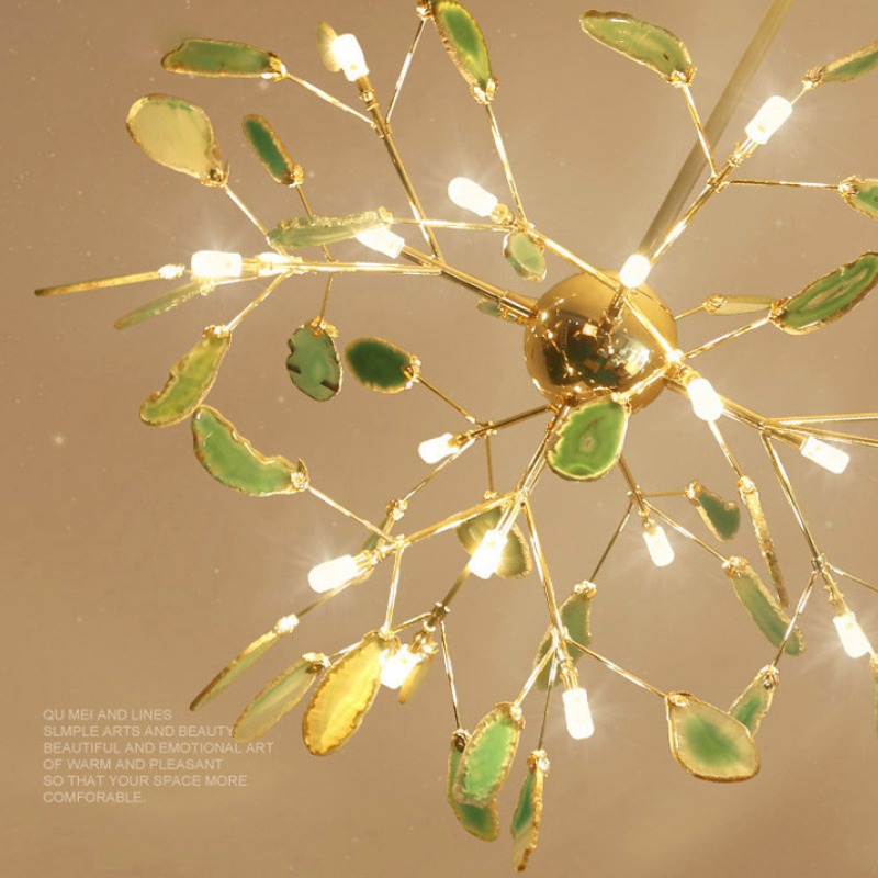 Colorful Agate Chandelier Light Fixture – Modern Branch Ceiling Light