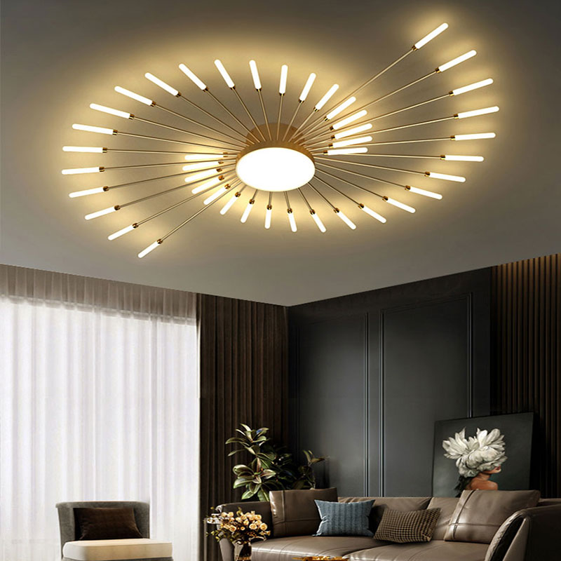 Modern Sputnik Ceiling Light Fixture – Firework Flush Mount LED Ceiling Light