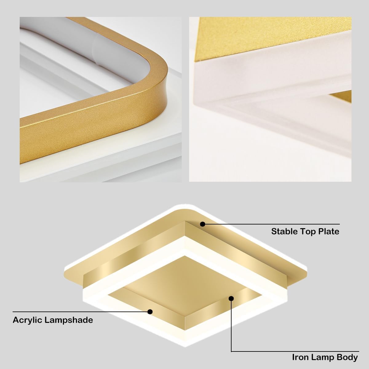 LED Flush Mount Ceiling Light Fixture – Modern Square Ceiling Light