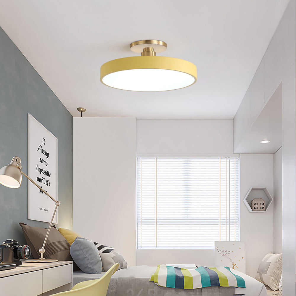 Modern LED Semi-Flush Mount Ceiling Light Fixture – Black Round Ceiling Light