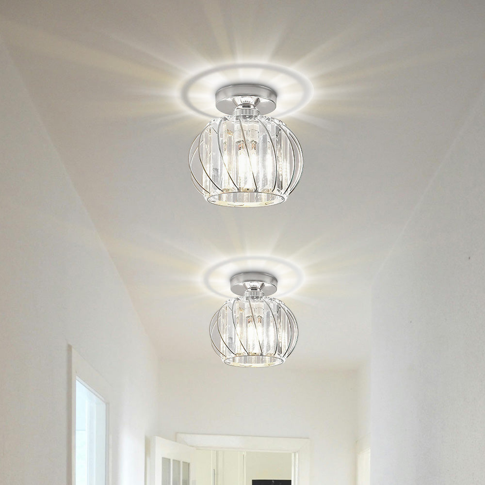 Semi-Flush Mount Ceiling Light Fixture – Modern Black Glass Ceiling Light