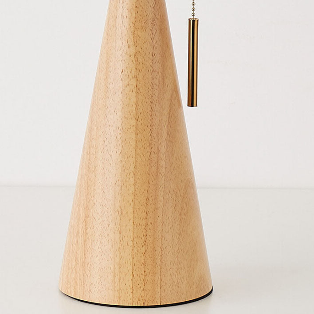 Japanese Table Lamp – Wooden Bedside Lamp with Pleated Fabric Shade
