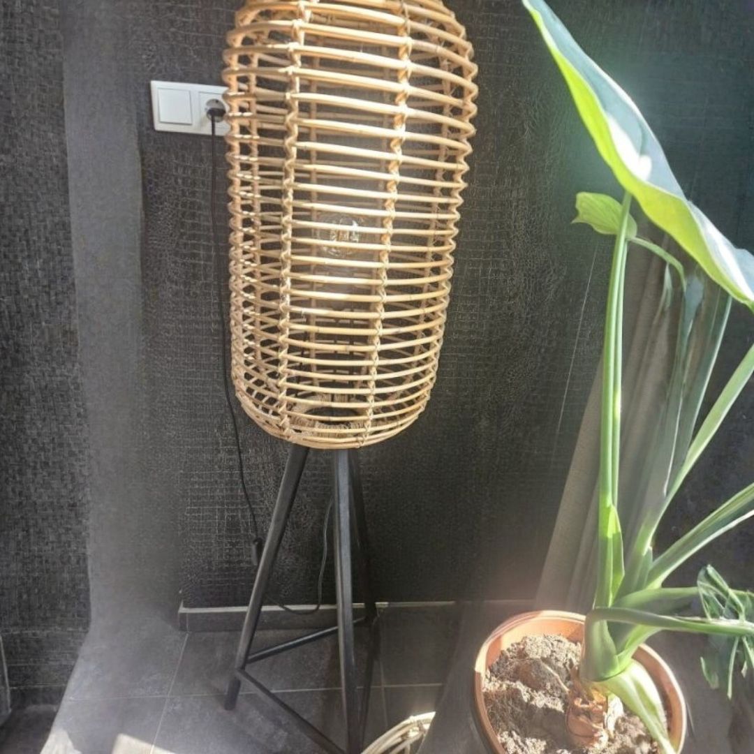 Natural Rattan Tripod Floor Lamp – Boho Standing Lamp