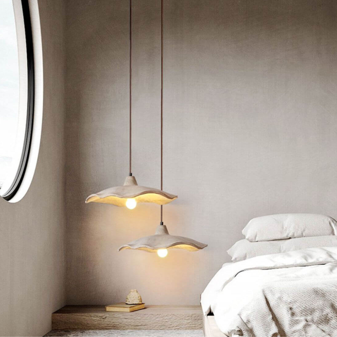 Japanese Pendant Light Fixture – Vintage Cement Flower Hanging Ceiling Light