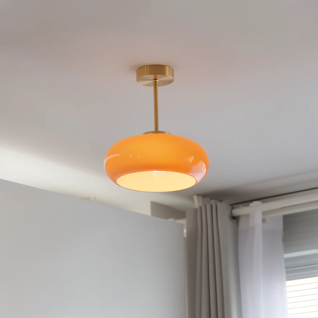 Glass Semi-Flush Mount Ceiling Light Fixture – Vintage Round Ceiling Light