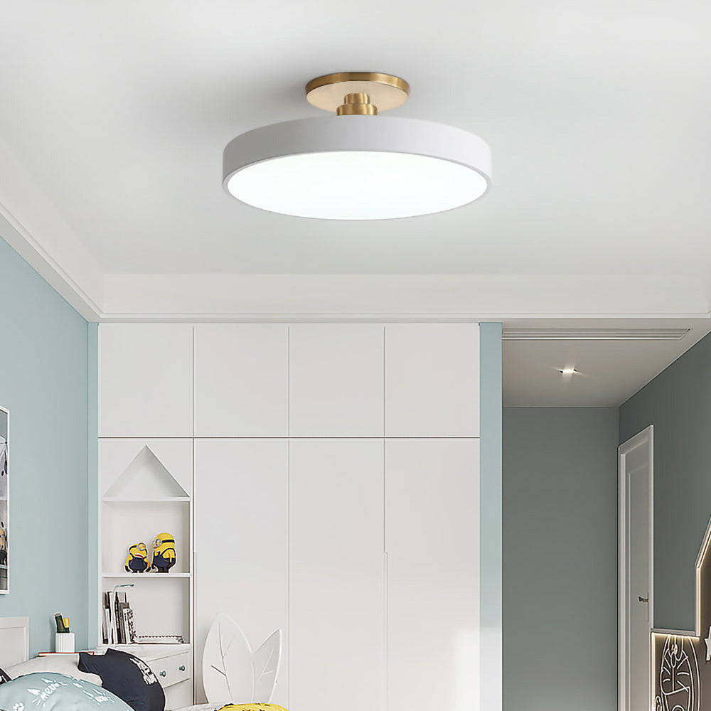 Modern LED Semi-Flush Mount Ceiling Light Fixture – Black Round Ceiling Light