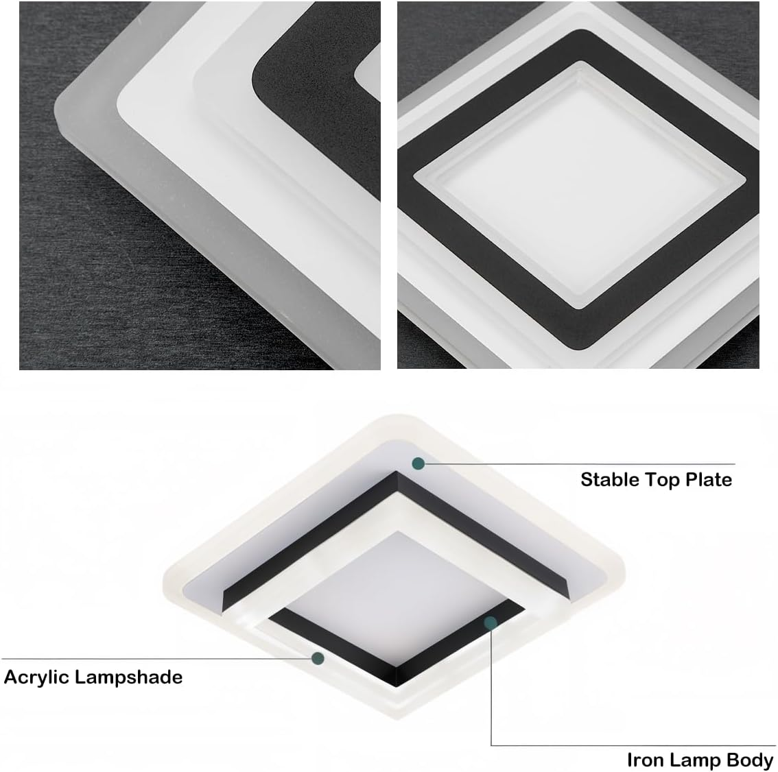 LED Flush Mount Ceiling Light Fixture – Modern Square Ceiling Light