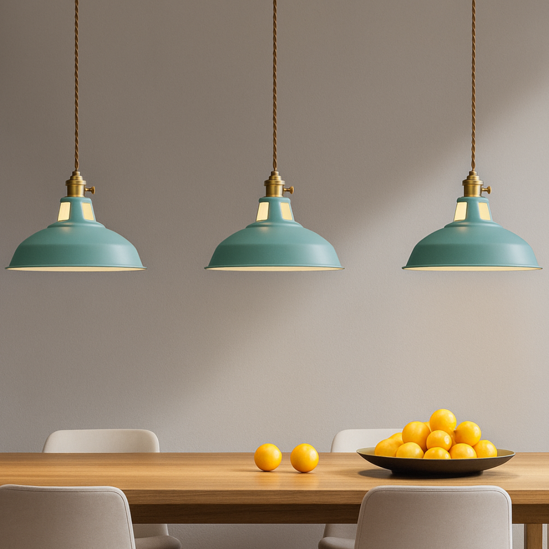 Modern Pendant Light Fixture – Colorful Metal Dome Hanging Ceiling Light