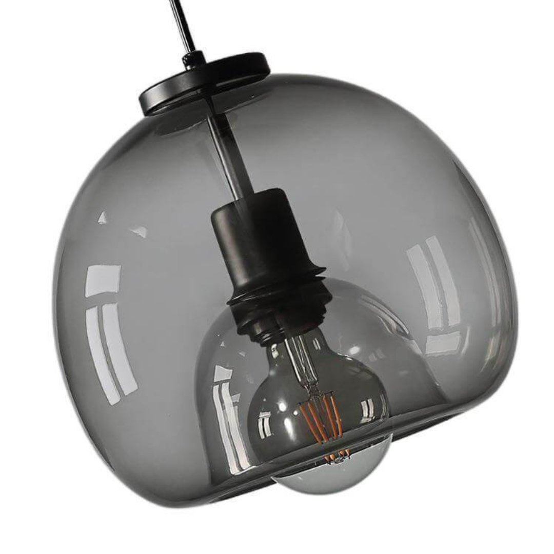 Smoked Glass Pendant Light Fixture – Modern Glass Dome Hanging Ceiling Light