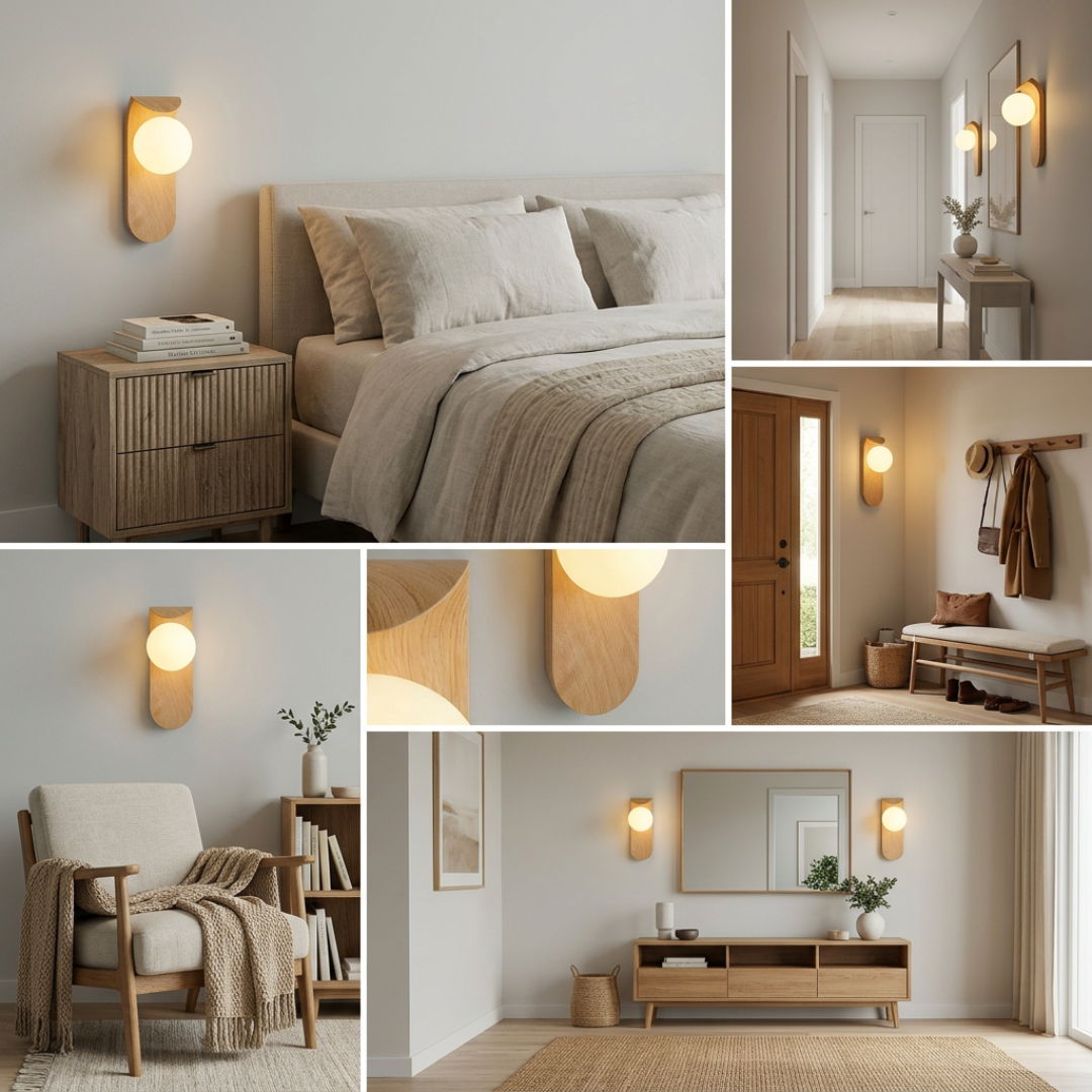 LED Wall Sconce Light Fixture – Modern Marble-Effect Linear Wall Light