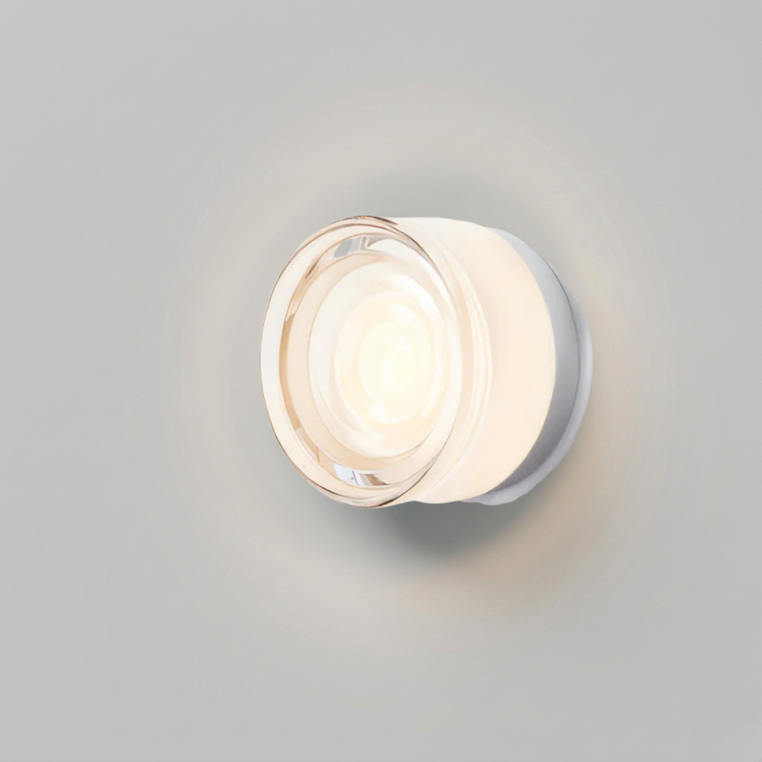 Glass Wall Sconce Light Fixture – Modern Round LED Wall Light