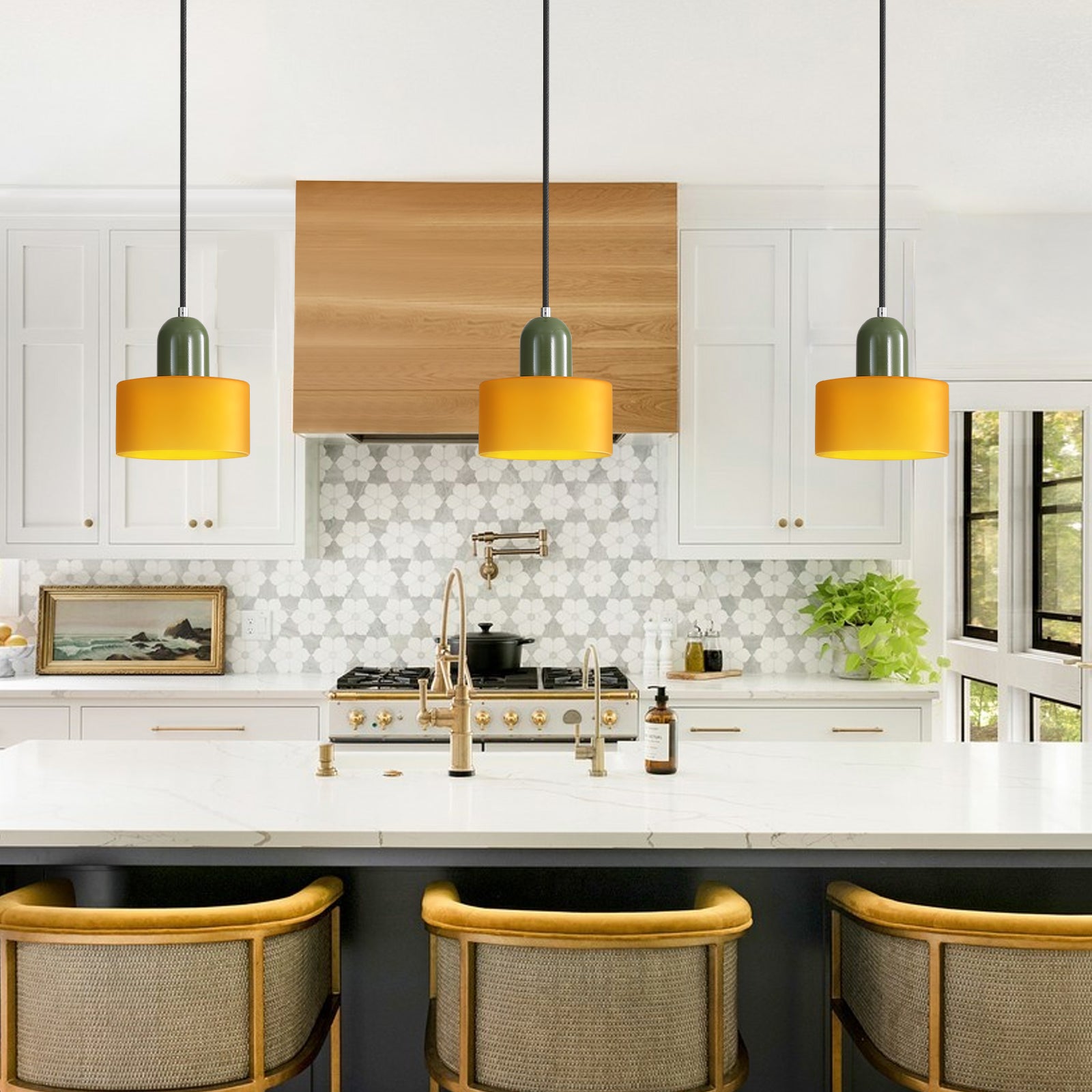 Glass Pendant Light Fixture – Modern Bauhaus Hanging Ceiling Light