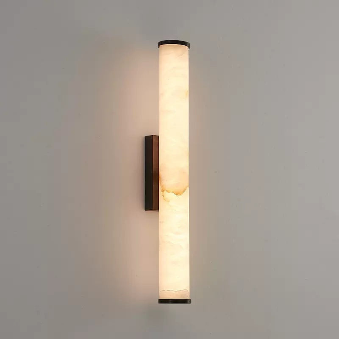 LED Wall Sconce Light Fixture – Marble-Effect Cylinder Wall Light