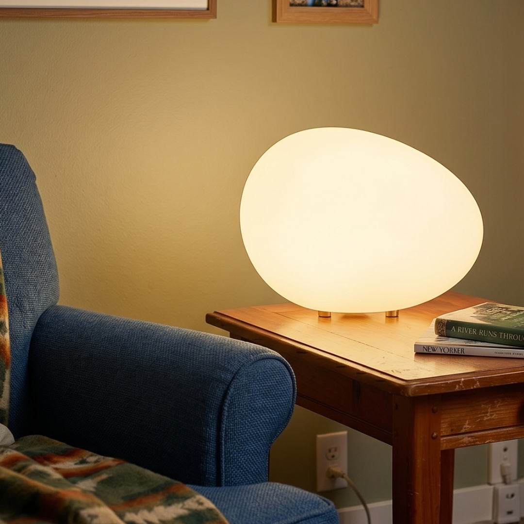 Modern Table Lamp – Stone-Shaped LED Bedside Lamp for Bedroom