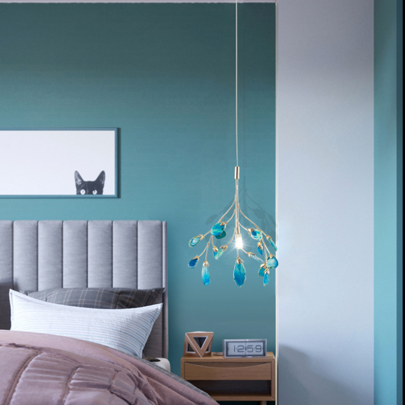 Colorful Agate Chandelier Light Fixture – Modern Branch Ceiling Light