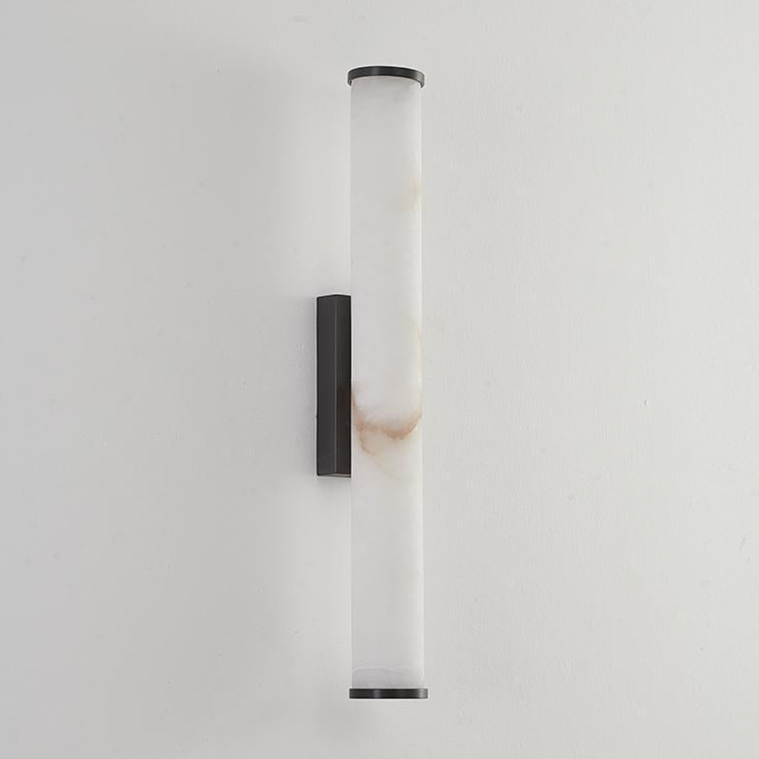 LED Wall Sconce Light Fixture – Marble-Effect Cylinder Wall Light