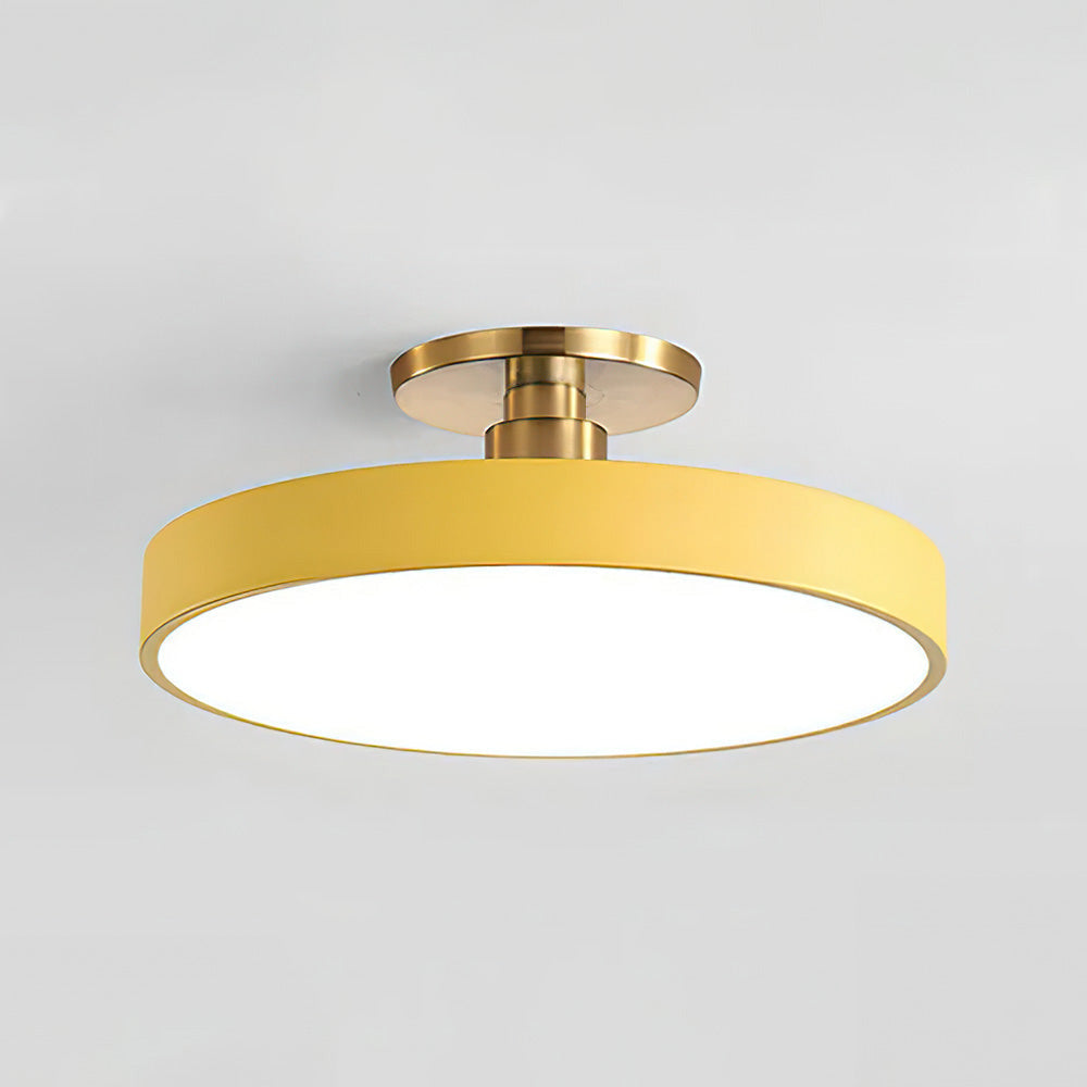 Modern LED Semi-Flush Mount Ceiling Light Fixture – Black Round Ceiling Light