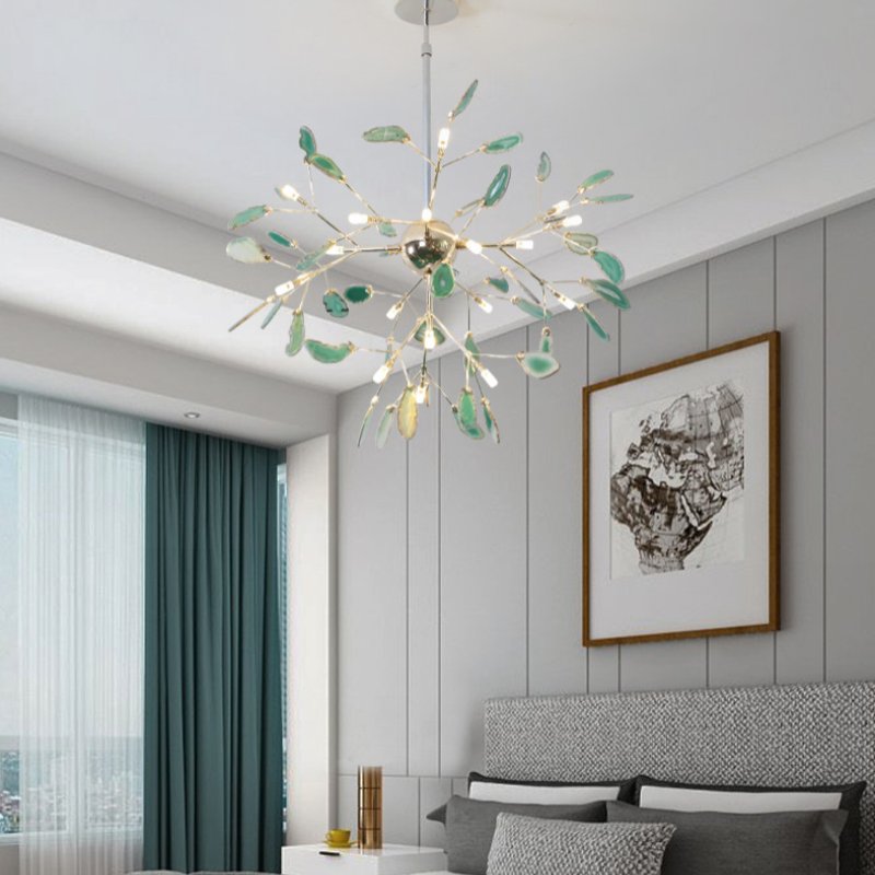 Colorful Agate Chandelier Light Fixture – Modern Branch Ceiling Light