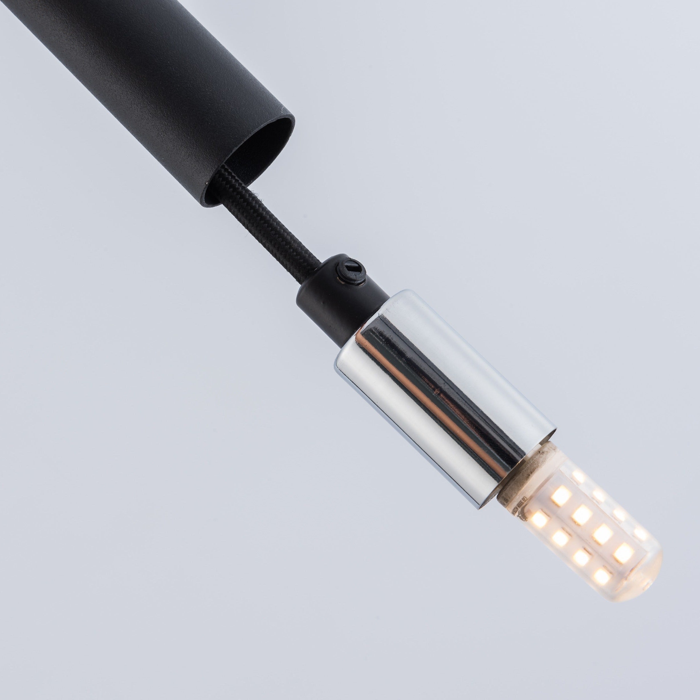 Black Bedside Pendant Light Fixture – Modern Tube Hanging Ceiling Light