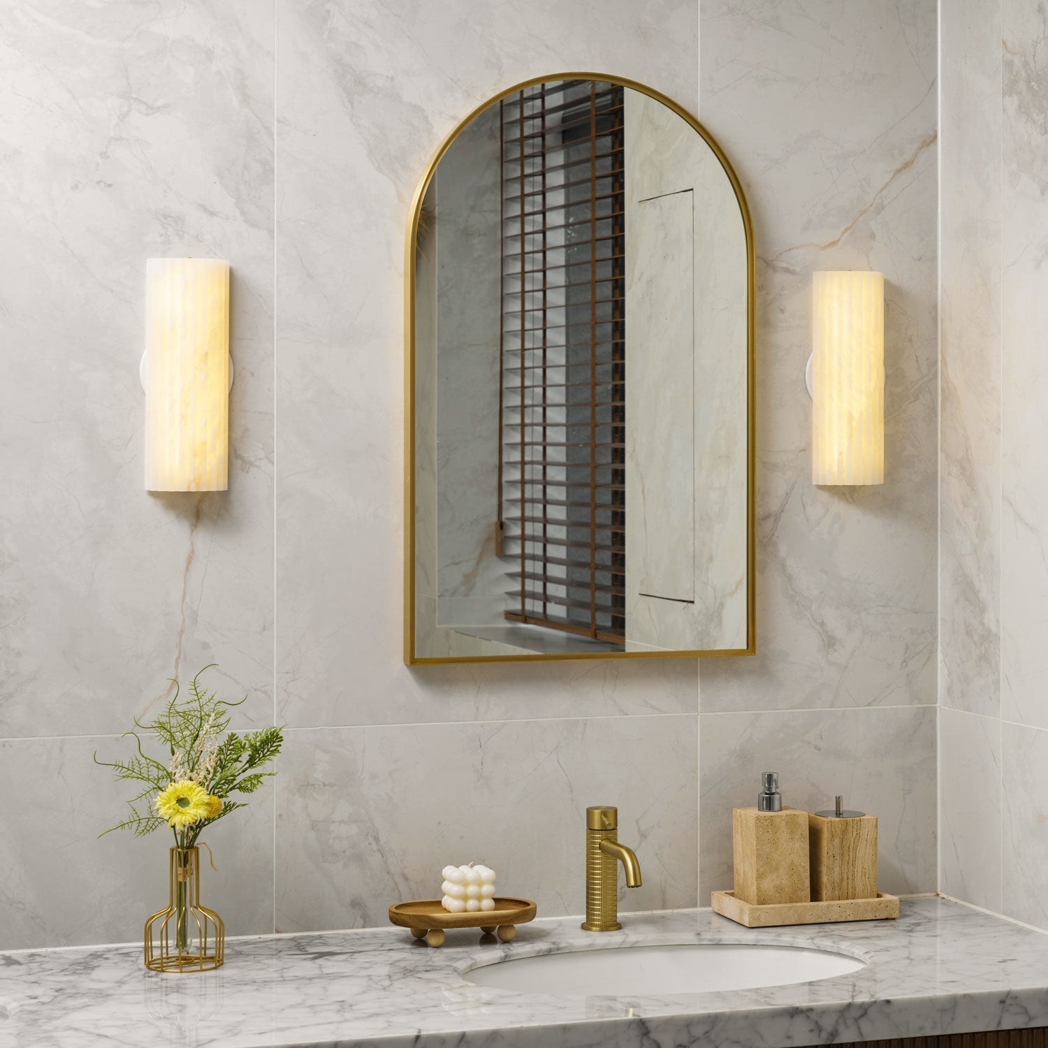 Alabaster Wall Sconce Light Fixture – Modern LED Wall Light