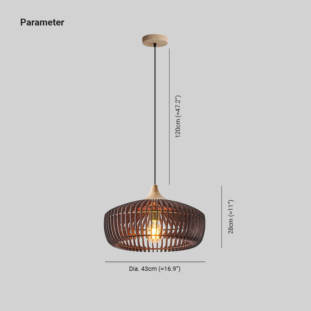 Wood Pendant Light Fixture – Japandi Scandinavian Wooden Ceiling Light
