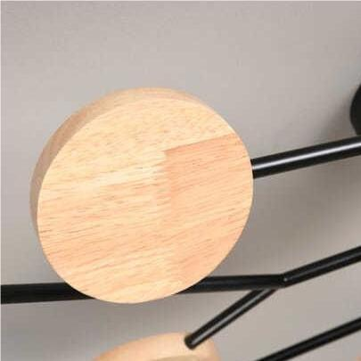 Modern LED Ceiling Light Fixture – Black Round Ceiling Light with Wood Accents