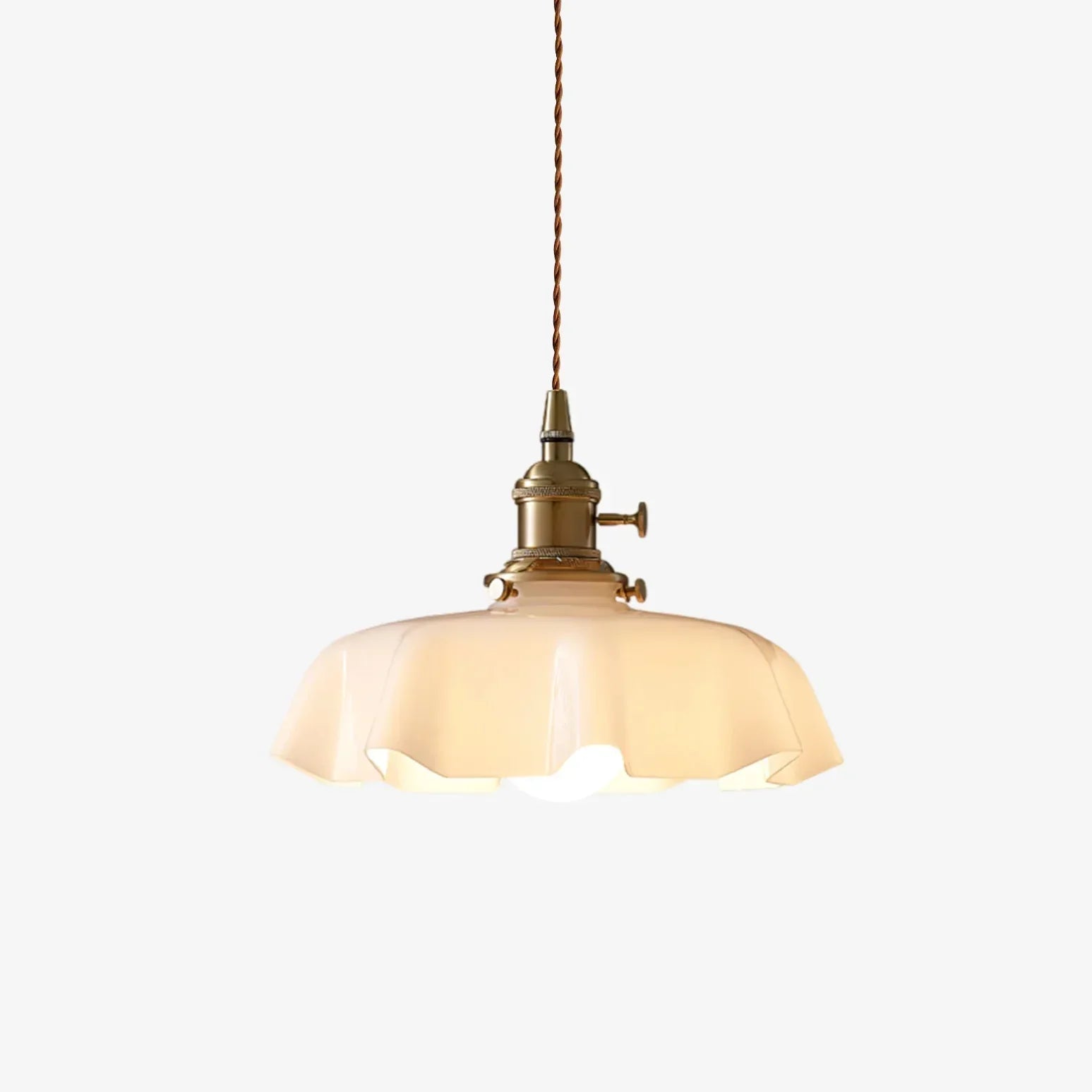 Glass Pendant Light Fixture – French Scalloped Cream Pendant Light