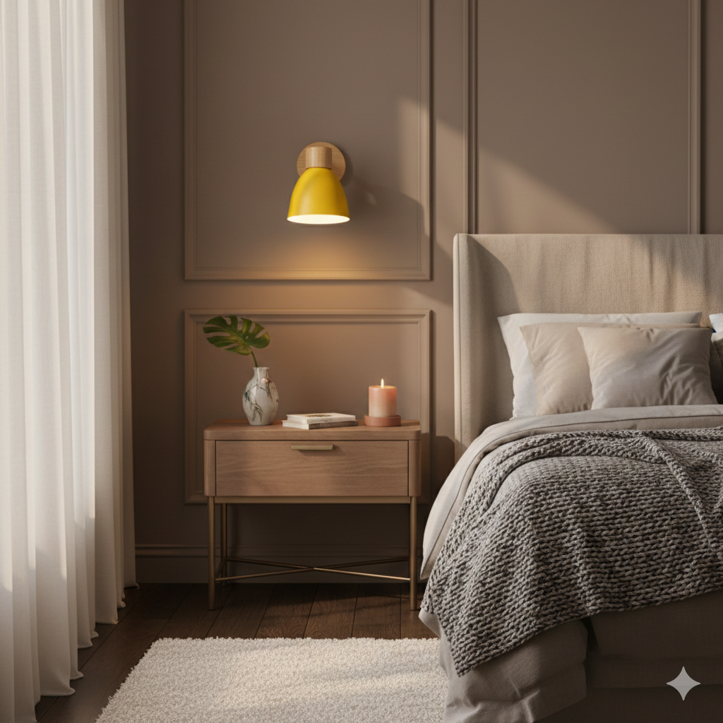 Wall Sconce Light Fixture – Modern Wood Cone Wall Light