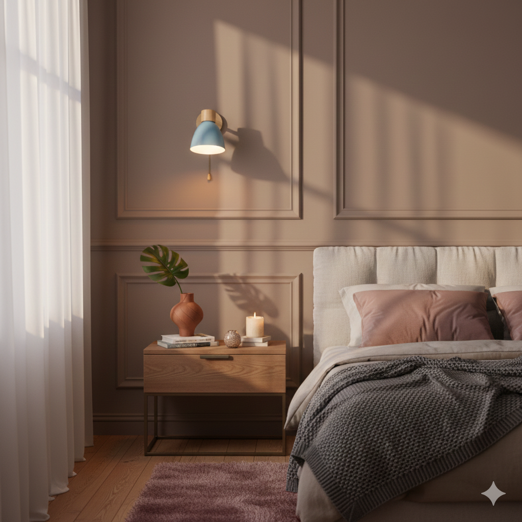 Wall Sconce Light Fixture – Modern Wood Cone Wall Light