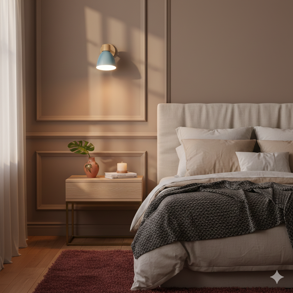 Wall Sconce Light Fixture – Modern Wood Cone Wall Light