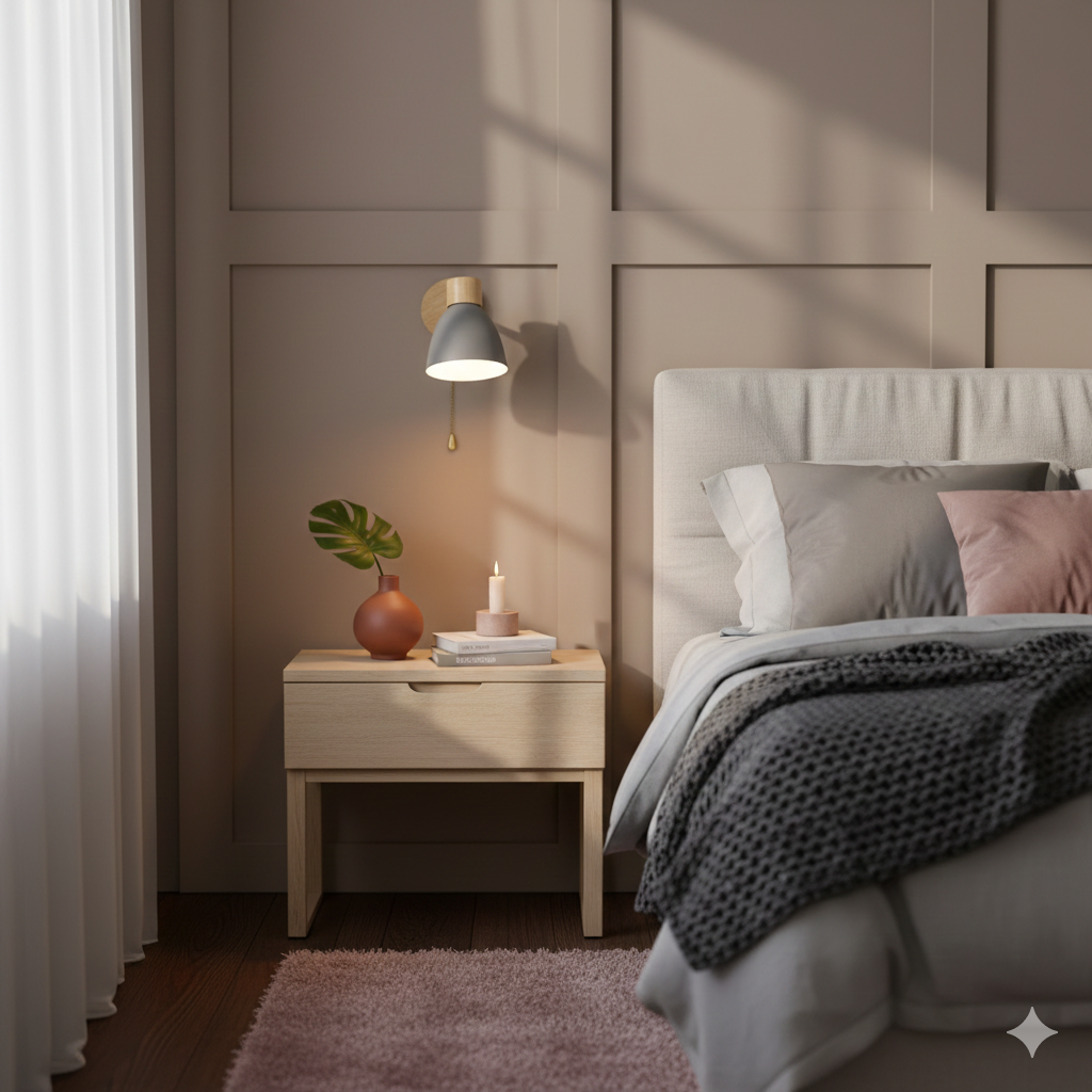 Wall Sconce Light Fixture – Modern Wood Cone Wall Light