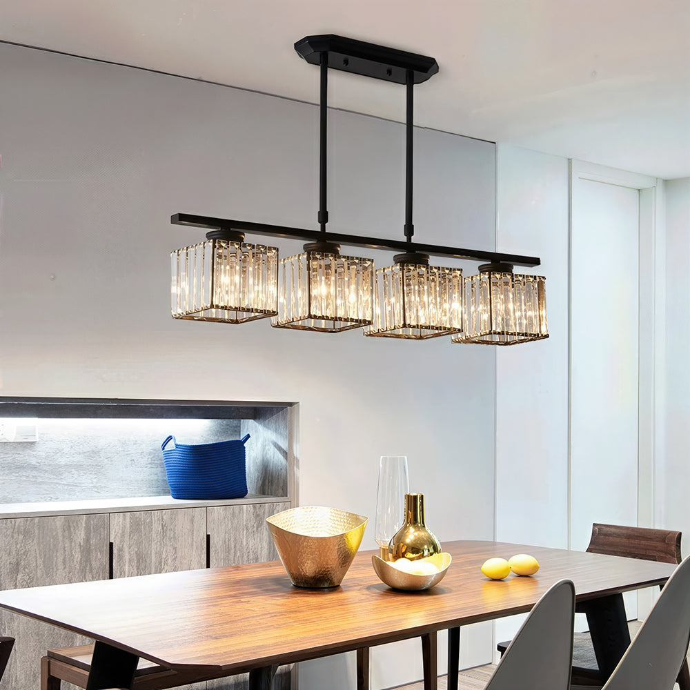 Linear Chandelier Light Fixture – Modern Glass Island Light