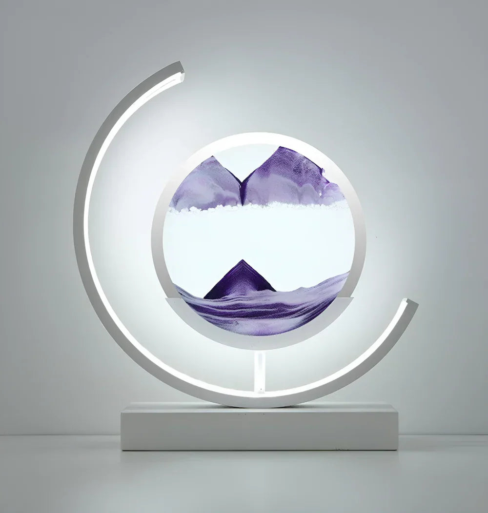 LED Table Lamp – Rechargeable Sand Art Desk Lamp with Circular Frame
