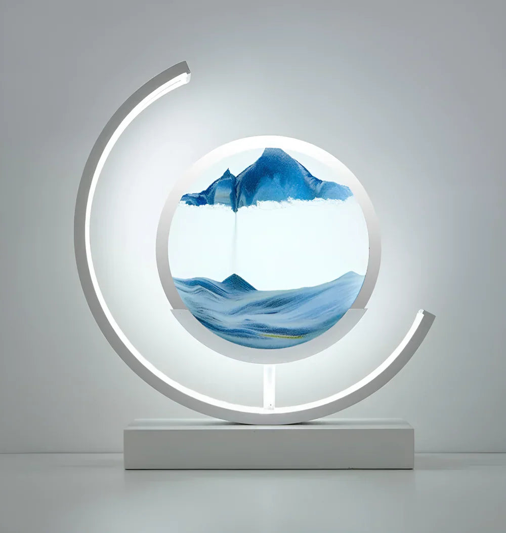 LED Table Lamp – Rechargeable Sand Art Desk Lamp with Circular Frame