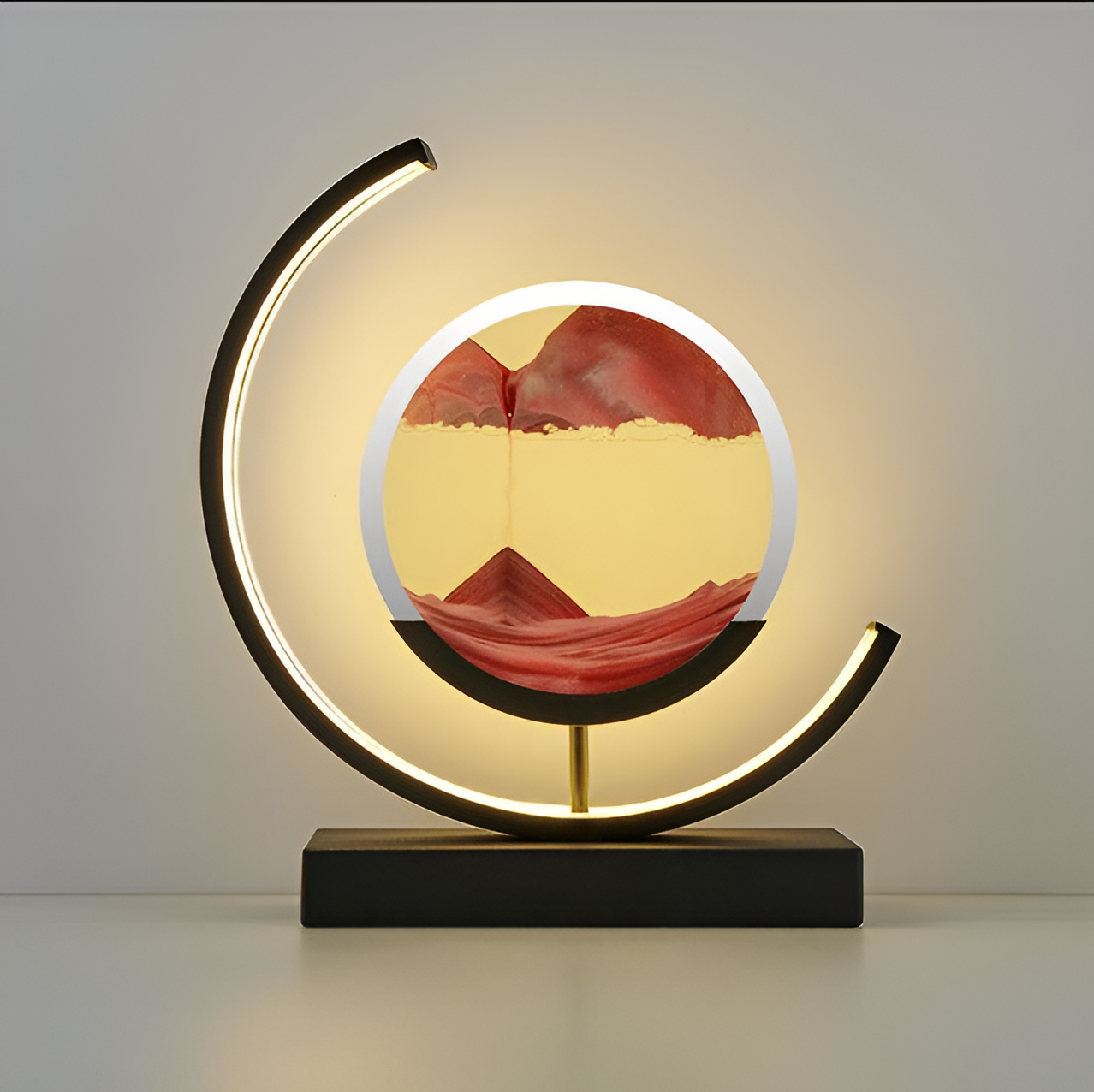 LED Table Lamp – Rechargeable Sand Art Desk Lamp with Circular Frame