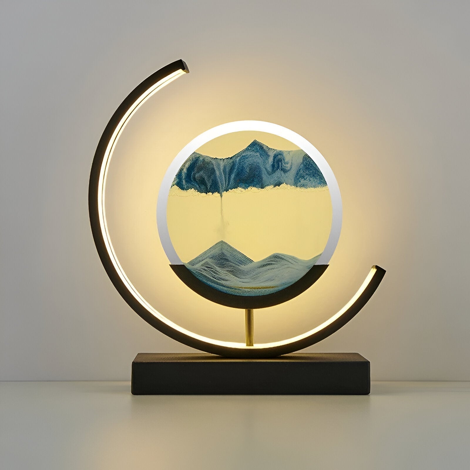 LED Table Lamp – Rechargeable Sand Art Desk Lamp with Circular Frame