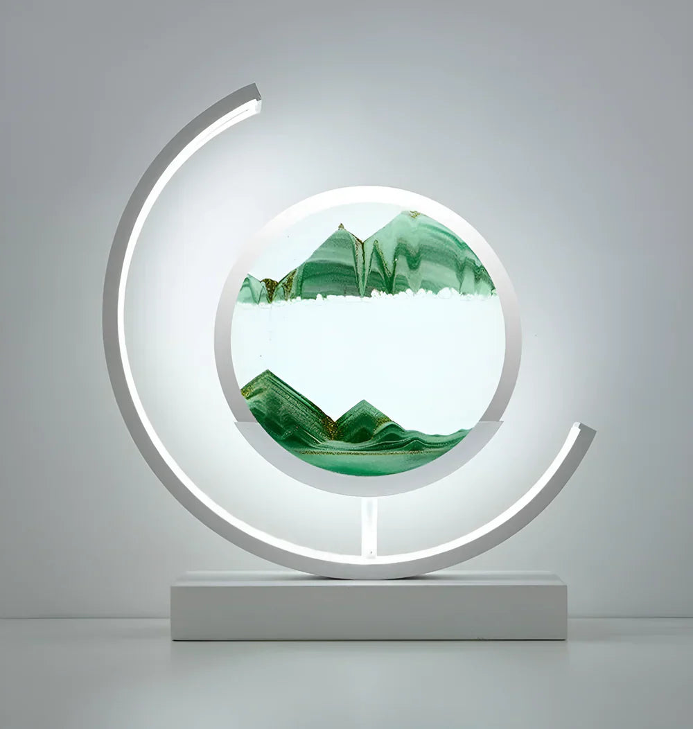 LED Table Lamp – Rechargeable Sand Art Desk Lamp with Circular Frame