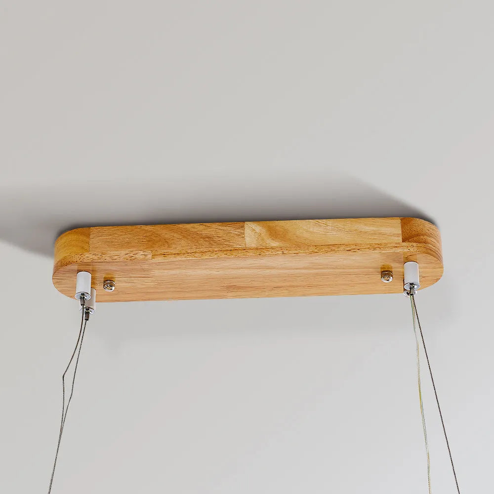 Oval Wood Pendant Light Fixture – Modern Linear LED Kitchen Island Light