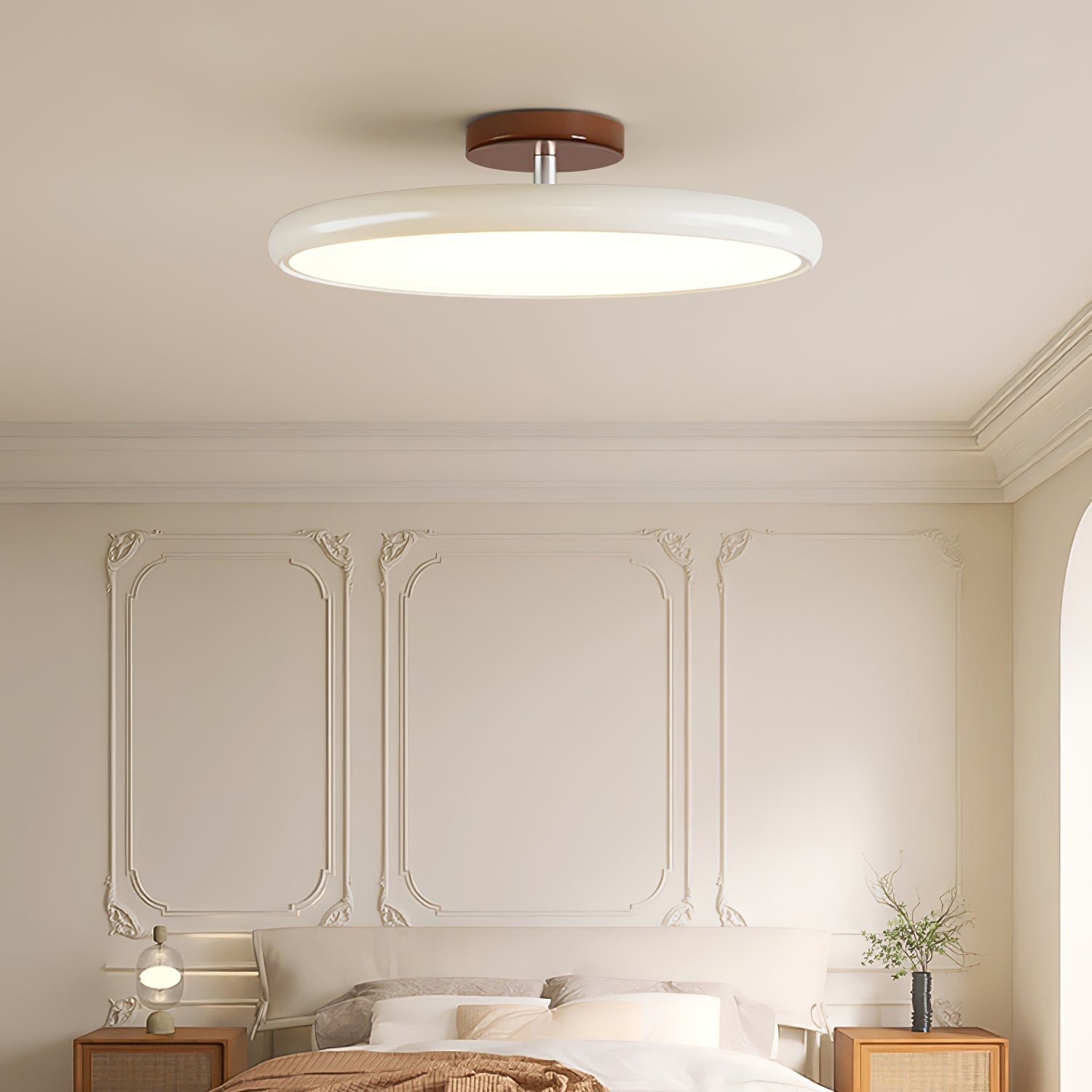 Adjustable LED Ceiling Light Fixture – Modern Round Semi Flush Mount Light