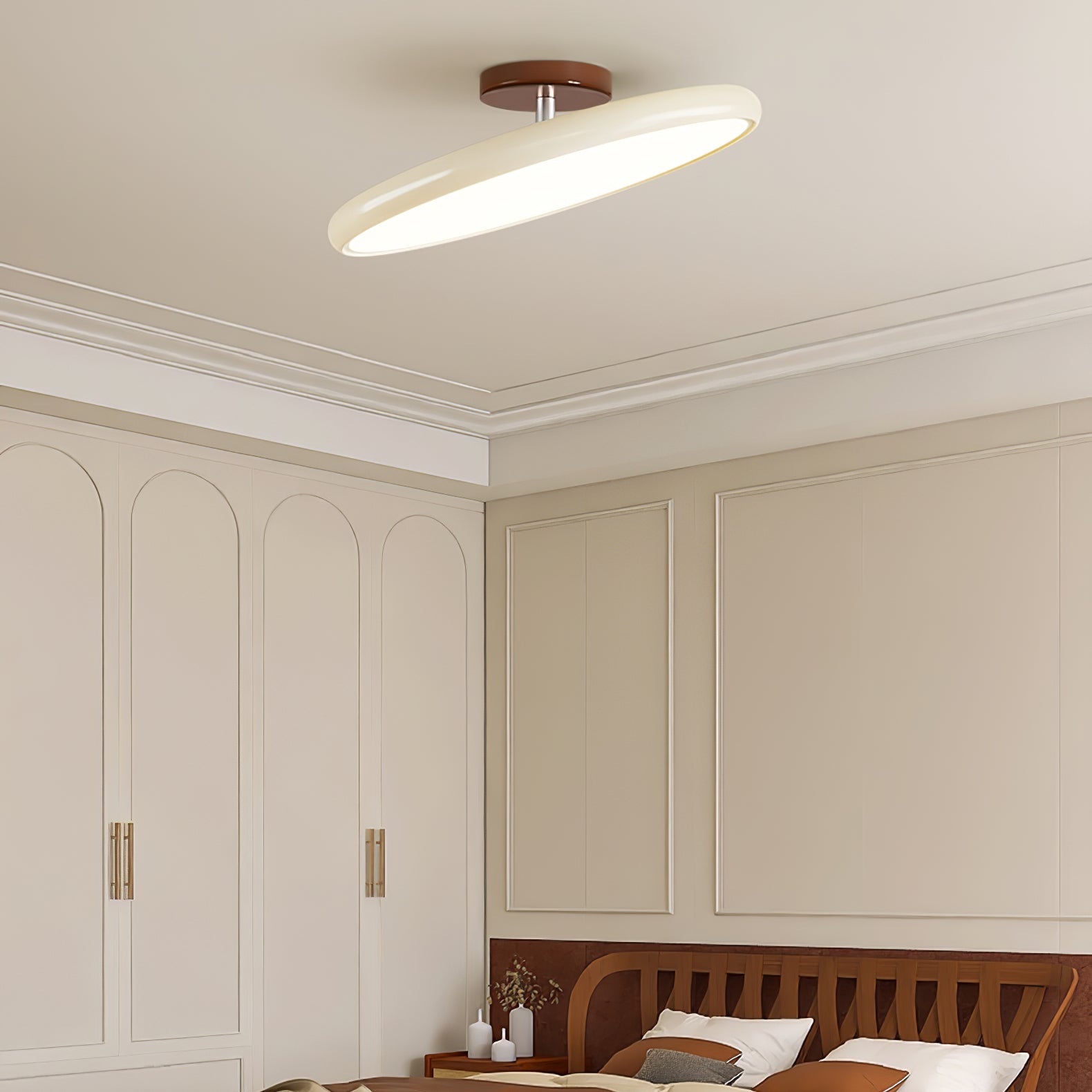 Adjustable LED Ceiling Light Fixture – Modern Round Semi Flush Mount Light