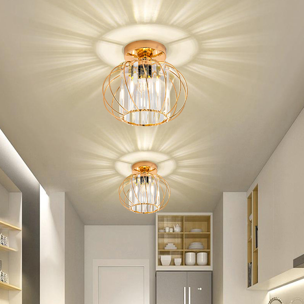 Semi-Flush Mount Ceiling Light Fixture – Modern Black Glass Ceiling Light