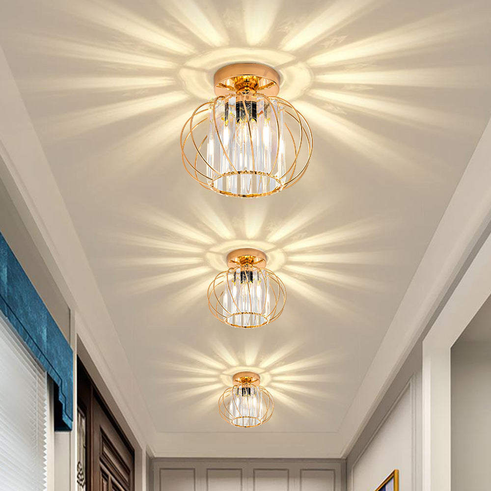 Semi-Flush Mount Ceiling Light Fixture – Modern Black Glass Ceiling Light