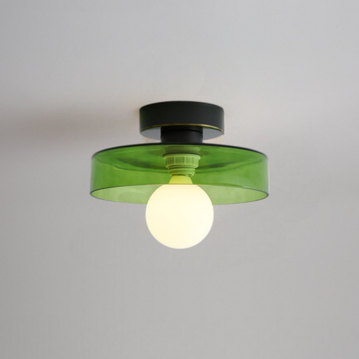 Modern Semi-Flush Mount Ceiling Light Fixture – Bauhaus Round Glass Ceiling Light